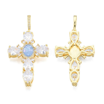 Brass Micro Pave Clear Cubic Zirconia Pendants KK-N227-108C-1