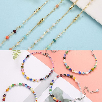 Handmade Glass Beads Anklets AJEW-SZ0001-81-1