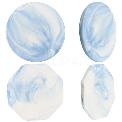 2Pcs 2 Styles Marble Pattern Porcelain Cup Coasters AJEW-CP0009-18B-1