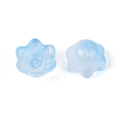 Transparent Two Tone Spray Painted Glass Bead Caps A-GLAA-Q089-002B-001-1