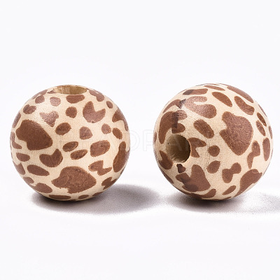 Printed Natural Wooden Beads X-WOOD-R270-06-1