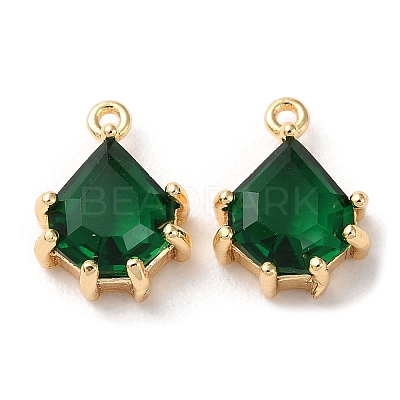 Real 18K Gold Plated Brass Micro Pave Cubic Zirconia Charms KK-Q779-08G-01-1