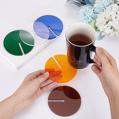 5pcs 5 Colors Acrylic Cup Mats AJEW-BC0003-27-1