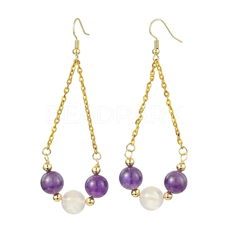 Natural Amethyst & Rose Quartz Dangle Earrings EJEW-JE05998-1