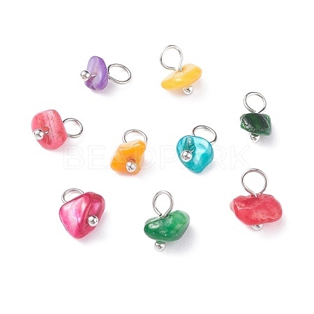 Natural Chip Dyed Shell Charms PALLOY-JF01338-03-1