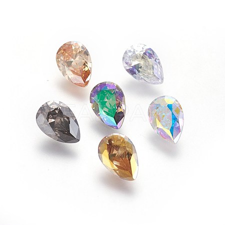 Electroplated Cubic Zirconia Pointed Back Cabochons X-ZIRC-I024-7x10-04-1