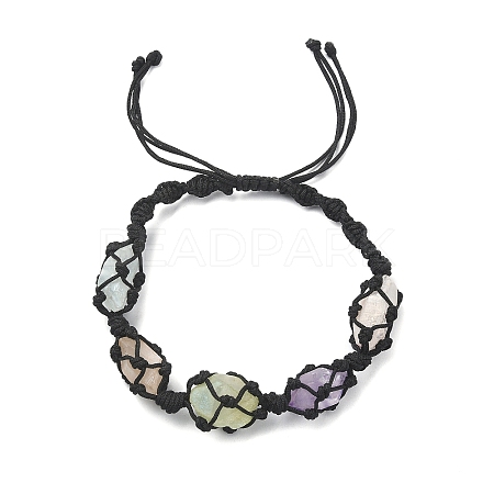 Dyed Natural Quartz Crystal Braided Bead Bracelets BJEW-TA00346-01-1