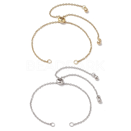 2Pcs 2 Colors Adjustable 304 Stainless Steel Cable Chains Bracelets Making AJEW-JB01216-1
