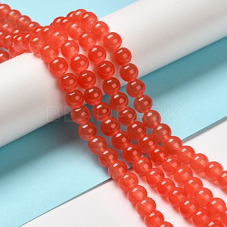 Baking Paint Imitation Jade Glass Round Bead Strands X-DGLA-Q021-8mm-32-1