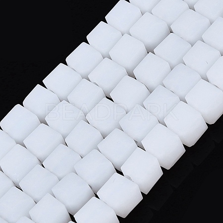Opaque Frosted Glass Beads Strands GLAA-N072-01A-B01-1
