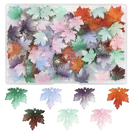 90Pcs 7 Colors Two Tone Transparency Glass Pendant GLAA-FS0002-72-1