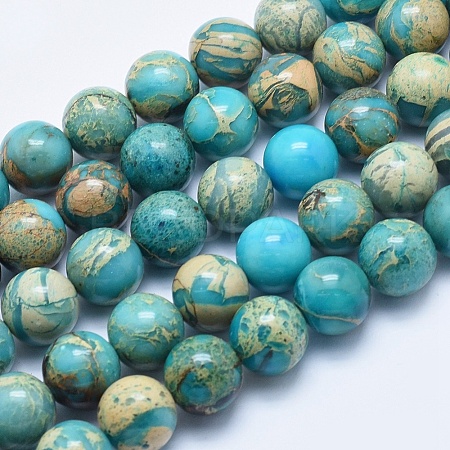Natural Aqua Terra Jasper Beads Strands G-E444-14A-12mm-1
