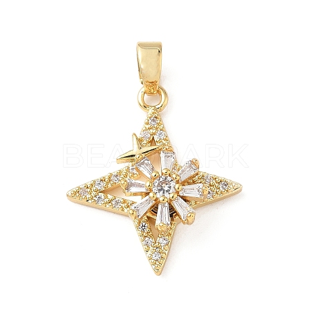 Brass Micro Pave Cubic Zirconia Rotating Pendants KK-M323-01B-G-1