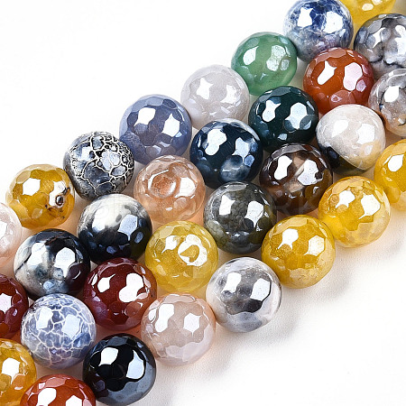 Electroplate Natural Agate Beads Strands G-T131-55-19-1