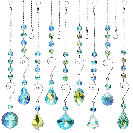 Glass Teardrop/Cone/Oval/Round Pendant Decorations WG34775-01-1