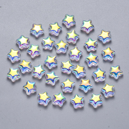 Transparent Spray Painted Glass Beads X-GLAA-R211-04-G05-1