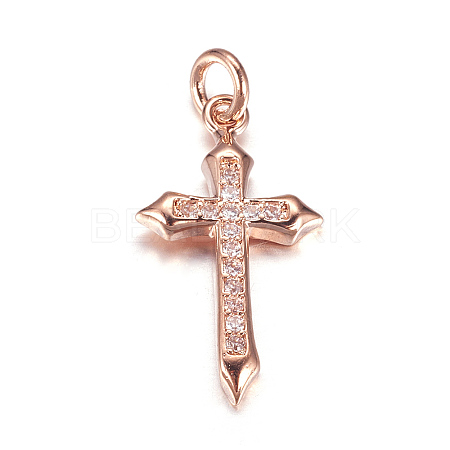 Brass Micro Pave Cubic Zirconia Pendants X-ZIRC-P060-21RG-1