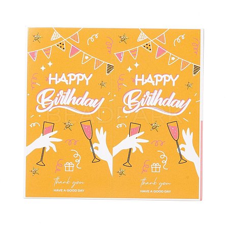 Rectangle Happy Birthday Theme Paper Stickers DIY-B041-23A-1