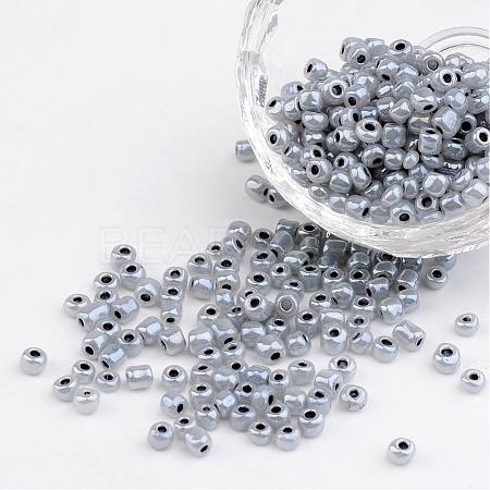 DIY Craft Beads 6/0 Ceylon Round Glass Seed Beads X-SEED-A011-4mm-156-1