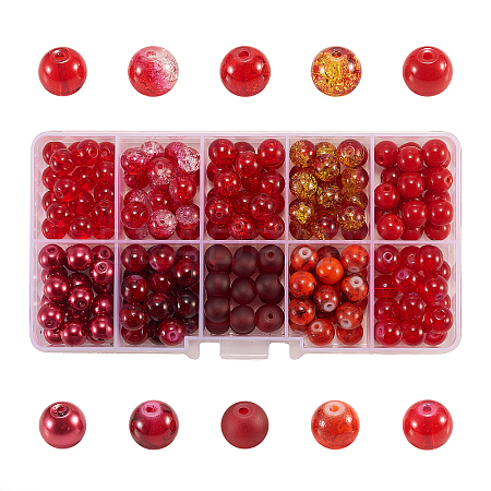 200Pcs 10 Styles DIY Glass Round Beads Sets DIY-CJ0001-97-1