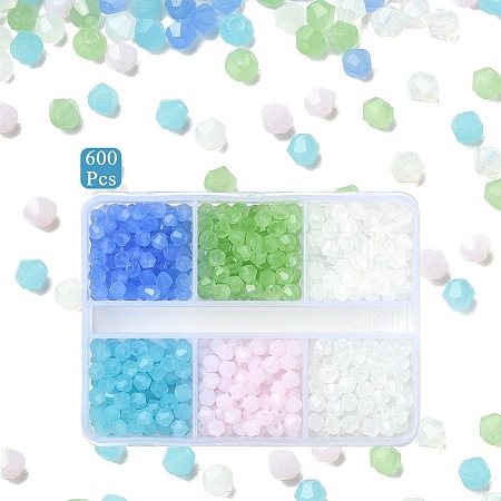 600Pcs 6 Colors Imitation Jade Electroplate Glass Beads Strands GLAA-YW0003-28-1