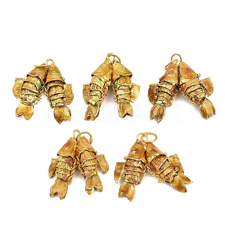 Brass Cloisonne Pendants KK-P251-A01-G-01-1
