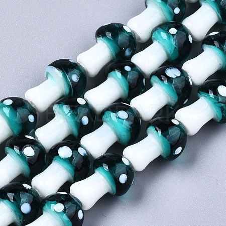 Mushroom Handmade Lampwork Beads Strands LAMP-R116-14-1