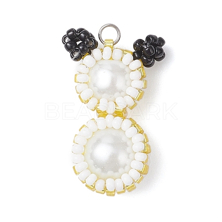 Glass Seed Beaded Snowman Pendants PALLOY-MZ00888-05-1