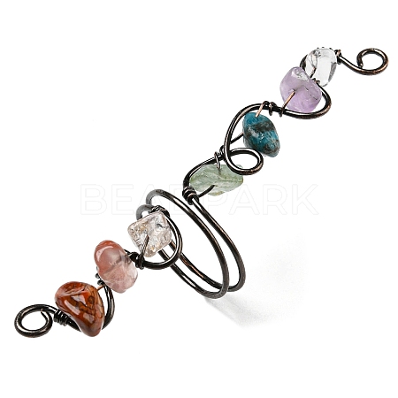 Natural Mixed Gemstone Chips Wide Ring G-Q1002-08R-1