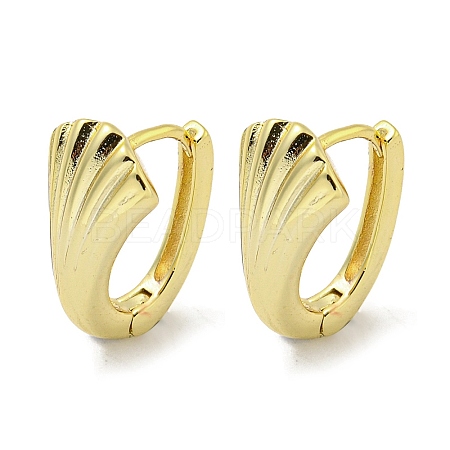 Shell Shape Brass Hoop Earrings EJEW-L211-011B-G-1