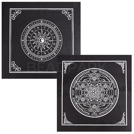 CREATCABIN 2 Sheets 2 Style Non-Woven Fabric Tarot Tablecloth for Divination AJEW-CN0001-61B-1