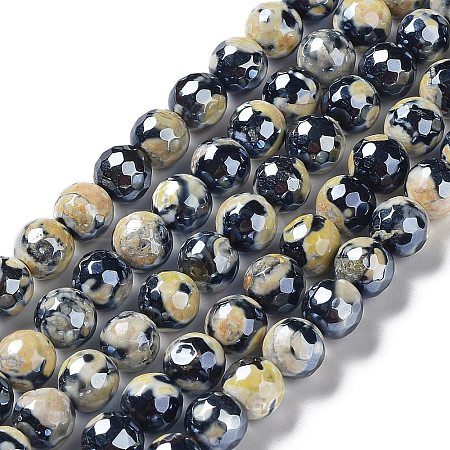 Electroplate Natural Fire Crackle Agate Beads Strands G-G0006-A01-08-1