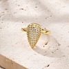 Rack Plating Brass Micro Pave Clear Cubic Zirconia Open Cuff Finger Rings for Women RJEW-M028-101G-3