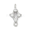 Brass Micro Pave Clear Cubic Zirconia Connector Charms KK-Z094-08P-02-1