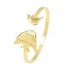 Marine Organism Brass Cuff Bangles for Women BJEW-D368-03O-G-4