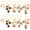 10Pcs 5 Styles Alloy Enamel Keychain KEYC-UN00024-1