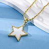 Brass Enamel Star Pendant Necklaces for Women NJEW-K381-09G-02-3