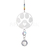 201 Stainless Steel Paw Print Shape & Rainbow Crystal Glass Hanging Suncatcher HJEW-JM04679-2