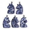 Carved Natural Sodalite Pendants G-N0327-002F-1
