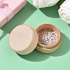 1Pc Round Beechwood Jewelry Storage Gift Box with Lid CON-YW0001-85-3