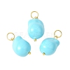 Electroplated Glass Imitation Pearl Pendants PALLOY-JF04579-04-1