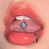 Sun 316L Surgical Stainless Steel with Synthetic Opal Tongue Rings FS-WGFD6E3-10-2