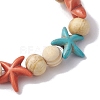 Beach Starfish Dye Synthetic Turquoise Beaded Stretch Barcelets BJEW-JB10294-01-4