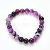 Natural Striped Agate/Banded Agate Beaded Stretch Bracelets X-BJEW-Q692-03C-1