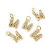 Real 18K Gold Plated Brass Micro Pave Clear Cubic Zirconia Charms KK-E068-VB452-M-4