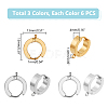 Unicraftale 18Pcs 3 Colors 201 Stainless Steel Huggie Hoop Earrings Findings STAS-UN0056-83-3