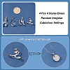 4Pcs 4 Styles Brass Pendant Irregular Cabochon Settings KK-NB0003-73B-4
