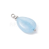4Pcs 4 Styles Natural Amethyst & Rose Quartz & Green Aventurine & Dyed Quartz Teardrop Charms with Brass Bails PALLOY-JF04268-02-4