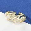 Brass Micro Pave Clear Cubic Zirconia Cuff Rings for Women RJEW-S400-02G-2