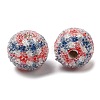 Spray Painted Wood European Beads with Rhinestone RESI-C038-03G-2